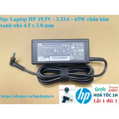 [Sạc zin] Sạc Laptop HP 19.5V - 3.33A - 65W chân kim xanh nhỏ 4.5 x 3.0 mm PHỤ KIỆN LAPTOP