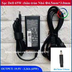 🔝 Sạc Laptop Dell chân kim nhỏ ZIN 19.5V  3.34A Adapter Dell 5568 3558 3458 3559