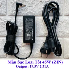 🔝 Sạc Laptop HP 19.5V 2.31A (45W) chân kim nhỏ 4.5mm x 3.0mm - tặng kèm dây nguồn