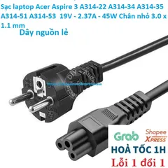 Sạc laptop Acer Aspire 3 A314-22 A314-34 A314-35 A314-51 A314-53  19V - 2.37A - 45W Chân nhỏ 3.0 x 1.1 mm PHỤ KIỆN LAPTO