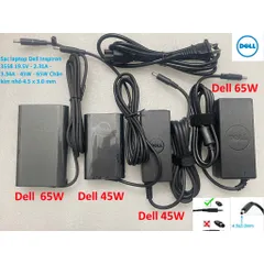 [Sạc zin] Sạc laptop Dell Inspiron 3558 19.5V - 2.31A - 3.34A - 45W - 65W Chân kim nhỏ 4.5 x 3.0 mm PHỤ KIỆN LAPTOP