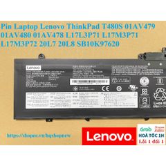 Pin Laptop Lenovo ThinkPad T480S 57Wh - Phụ Kiện Chính Hãng Đen, Thay Thế Cho Model 01AV479, 01AV480, 01AV478, Bảo Hành 100%