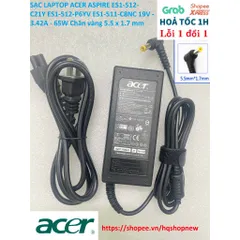 [Sạc zin] SẠC LAPTOP ACER ASPIRE ES1-512-C21Y ES1-512-P6YV ES1-511-C8NC 19V - 3.42A - 65W Chân vàng 5.5 x 1.7 mm PHỤ KIỆ