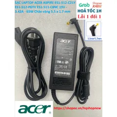 [Sạc zin] SẠC LAPTOP ACER ASPIRE ES1-512-C21Y ES1-512-P6YV ES1-511-C8NC 19V - 3.42A - 65W Chân vàng 5.5 x 1.7 mm PHỤ KIỆ