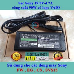 Sạc Laptop Sony 19.5V 90W - 4.7A Chính Hãng Vaio Dùng Cho Dòng Máy FW, EG, CS, SVS15 - Bảo Hành 24 Tháng