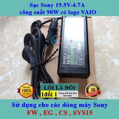 Sạc Laptop Sony 19.5V 90W - 4.7A Chính Hãng Vaio Dùng Cho Dòng Máy FW, EG, CS, SVS15 - Bảo Hành 24 Tháng