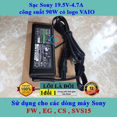Sạc Laptop Sony 19.5V 90W - 4.7A Chính Hãng Vaio Dùng Cho Dòng Máy FW, EG, CS, SVS15 - Bảo Hành 24 Tháng