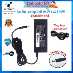 🔝 Sạc Laptop Dell 19.5V - 4.62A 90W [Zin] Chân to/Chân nhỏ Tặng kèm dây nguồn Bảo hành 12 Tháng (Sạc Zin/TC)