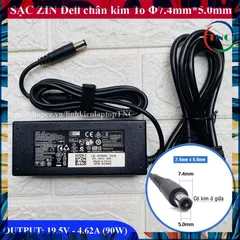 [Sạc ZIN] Sạc Laptop Dell 19.5V 4.62A Chân tròn TO đường kính đầu sạc 7.4mm (ký hiệu Φ7.4 *5.0mm) - có kim nhỏ ở giữa PH