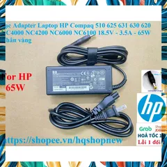 [Sạc zin] Sạc Adapter Laptop HP Compaq 510 625 631 630 620 NC4000 NC4200 NC6000 NC6100 18.5V - 3.5A - 65W Chân vàng PHỤ