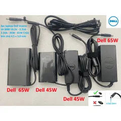 [Sạc zin] Sạc laptop Dell Vostro 14 3000 19.5V - 2.31A - 3.34A - 45W - 65W Chân kim nhỏ 4.5 x 3.0 mm PHỤ KIỆN LAPTOP