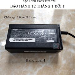 Sạc Laptop Acer 65W 19V-2.37/3.42A Chân Nhỏ (3.0mm*1.1mm) Chính Hãng Dùng Cho W700 S3 S5 S7 V3-331 V3-371 V3-372