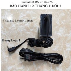 Sạc Laptop Acer 65W 19V-2.37/3.42A Chân Nhỏ (3.0mm*1.1mm) Chính Hãng Dùng Cho W700 S3 S5 S7 V3-331 V3-371 V3-372