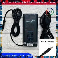 Sạc Laptop DELL 19.5V 6.67A 130W DELL XPS15 9530 9550 9560 9570 M3800 Precision 5530 chân tròn nhỏ 4.5*3.0mm (Ovan 130W)