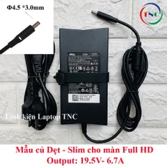 Sạc Laptop DELL 19.5V 6.67A 130W DELL XPS15 9530 9550 9560 9570 M3800 Precision 5530 chân tròn nhỏ 4.5*3.0mm (Ovan 130W)