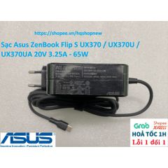 Sạc Laptop Asus ZenBook Flip S UX370 / UX370U / UX370UA 20V 3.25A - 65W, Chân C USB C - Phụ Kiện Chính Hãng, An Toàn và Tiết Kiệm Điện