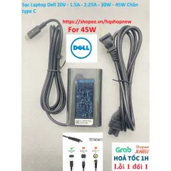 [Sạc zin] Sạc Laptop Dell 20V - 1.5A - 2.25A - 30W - 45W Chân type C PHỤ KIỆN LAPTOP