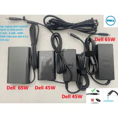 [Sạc zin] Sạc Laptop Dell Inspiron 5570 15 5570 19.5V - 2.31A - 3.34A - 45W - 65W Chân kim nhỏ 4.5 x 3.0 mm PHỤ KIỆN LAP