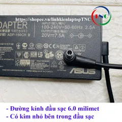 Sạc Laptop Asus 150W thay ASUS G512 G512Li G15 Gaming ROG Strix Output  20V - 7.5A Chân Kim To 6.0x3.7mm PHỤ KIỆN LAPTOP
