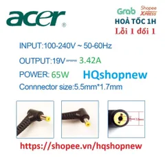 [Sạc zin] SẠC LAPTOP ACER ASPIRE E15, F15, R13 19V - 3.42A - 65W Chân vàng 5.5 x 1.7 mm PHỤ KIỆN LAPTOP