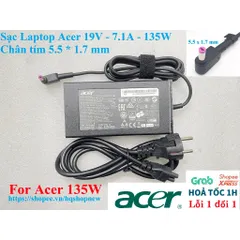 [Sạc zin] Sạc Laptop Acer 19V - 7.1A - 135W Chân tím 5.5 * 1.7 mm PHỤ KIỆN LAPTOP