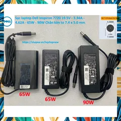 [Sạc zin] Sạc laptop Dell Inspiron 7720 19.5V - 3.34A - 4.62A - 65W - 90W Chân kim to 7.4 x 5.0 mm PHỤ KIỆN LAPTOP
