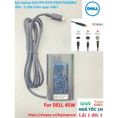 [Sạc zin] Sạc laptop Dell XPS 9370 P82G P82G001 20V - 2.25A Chân type USB C PHỤ KIỆN LAPTOP