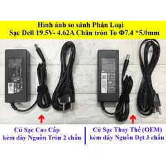 [Chân To] Sạc Laptop Dell 19.5V  3.34A / 4.62A Chân Kim TO 7.4x5.0mm - Tặng kèm dây nguồn - hàng nhập khẩu PHỤ KIỆN LAPT