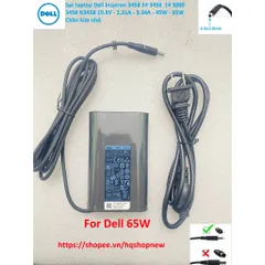 [Sạc zin] Sạc laptop Dell Inspiron 3458 14 3458  14 3000 3458 N3458 19.5V - 2.31A - 3.34A - 45W - 65W Chân kim nhỏ PHỤ K