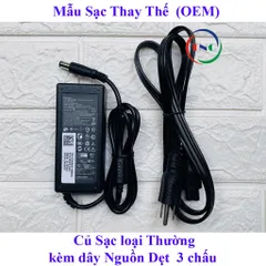 [Chân To] Sạc Laptop Dell 19.5V 3.34A (65w) chân kim to N4110 N4010 2421 2420 3450 4050 3521 (Adapter Dell 65W tròn to)