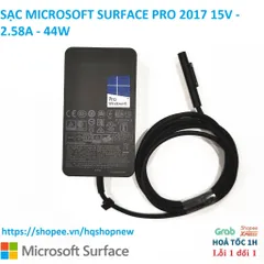 Sạc Microsoft Surface Pro 2017 - Phụ Kiện Laptop 15V 2.58A 44W Chính Hãng, Đen, Mới 100%