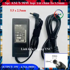 [Sạc Zin] Sạc Laptop Asus 19V - 4.74A (90W) chân To ký hiệu đầu sạc Φ5.5*2.5mm Asus K43s, K53s, K53sd, K53sv, K45, K55 P