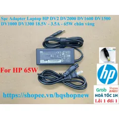 [Sạc zin] Sạc Adapter Laptop HP DV2 DV2000 DV1600 DV1500 DV1000 DV1300 18.5V - 3.5A - 65W chân vàng PHỤ KIỆN LAPTOP
