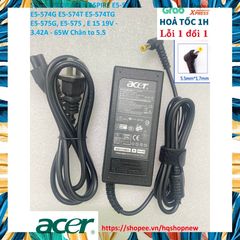 [Sạc zin]SẠC LAPTOP ACER ASPIRE E5-574 E5-574G E5-574T E5-574TG E5-575G, E5-575 , E 15 19V - 3.42A - 65W Chân to 5.5 PHỤ