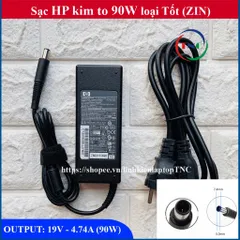 Sạc HP ZIN 19V 4.74A Chân Kim To - Adapter Cao Cấp Thay Thế Cho Laptop HP, Bảo Hành 12 Tháng