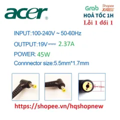Sạc Laptop Acer Aspire 3 A315-56 A315-66 A315-68 A315-72 19V - 2.37A - 45W Chân to 5.5 x 1.7 mm PHỤ KIỆN LAPTOP