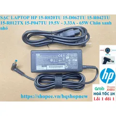 [Sạc zin] SẠC LAPTOP HP 15-R020TU 15-D062TU 15-R042TU 15-R012TX 15-P047TU 19.5V - 3.33A - 65W Chân xanh nhỏ PHỤ KIỆN LAP