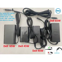 [Sạc zin] Sạc Laptop Dell Inspiron 3593 3593B 3593A P75F01 19.5V - 2.31A - 3.34A - 45W - 65W Chân kim nhỏ 4.5 x 3.0 mm P