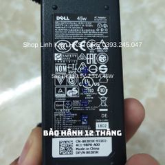 Sạc Laptop Dell 19.5V-2.31A 45W - Phụ Kiện Chính Hãng cho Dell Inspiron 14, XPS 11, 12, 13 và L321X, L322X