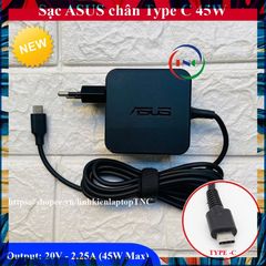 Sạc Laptop Asus 20V 2.25A 45W Chân C Type C USB C Chính Hãng - Phụ Kiện Laptop Mới 100% Chính Hãng, Bảo Hành 12 Tháng