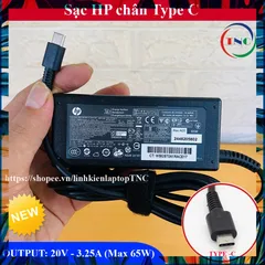 Sạc Laptop HP Type C 20V - 3.25A - 65W chân C USB C sạc Linh Kiện Mới bảo hành 12 tháng PHỤ KIỆN LAPTOP