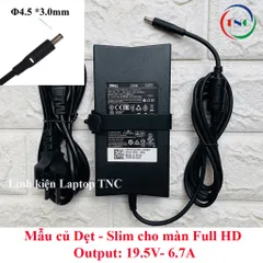 Sạc Laptop Dell 130W Precision 5520 5510 5530 M3800 19.5V - 6.67A / 6.7A  chân tròn nhỏ 4.5x3.0mm PHỤ KIỆN LAPTOP
