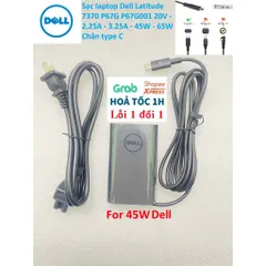 [Sạc zin] Sạc laptop Dell Latitude 7370 P67G P67G001 20V - 2.25A - 3.25A - 45W - 65W Chân type C PHỤ KIỆN LAPTOP