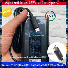 Sạc Laptop Dell 20V 3.25A 65W chân C type c - hàng mới PHỤ KIỆN LAPTOP