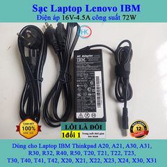 Sạc Laptop Lenovo 16V 4.5A 72W - Adapter Chính Hãng Dành Cho ThinkPad A20 A21 A30 R40 T20 T30 T40 T41 T42 X20 X21