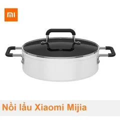 Nồi lẩu Mijia 4L chống dính inox 430 cho bếp điện từ, nấu canh, lẩu phong cách hiện đại, phụ kiện nhà bếp tiện dụng