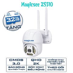 Camera Giám Sát Ngoài Trời Magicsee ZS310 - 2K, Không Dây WiFi, Chống Nước IP68, Tặng Thẻ Nhớ 32GB, Đàm Thoại 2 Chiều