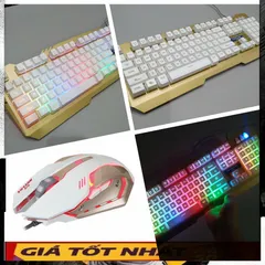 🔆 Sự Kết Hợp Hoàn Hảo Combo Bàn Phím Chuột Gaming EWEADN K005 ( Trắng ) Giả Cơ LED 7 mầu Giả Cơ LED RGB Chống Nước - Sứ
