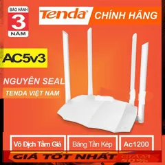Bộ Phát Wifi Tenda AC5 V3 AC1200Mbps - Router Băng Tần Kép Tốc Độ Cao, Hỗ Trợ Đường Truyền Internet Đến 100Mbps