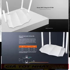 Router Wifi Tenda AC5 v3 AC1200Mbps - Hiệu Suất Cao Cho Game Thủ và Công Việc Văn Phòng, Tích Hợp 2 Băng Tần 2.4G & 5G